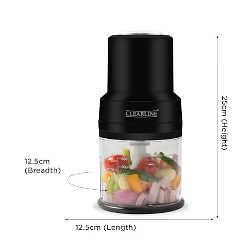 Clearline Super Chop 300 Watts Electric Chopper for Kitchen with Twin Blade Technology, 600 ml Plastic Bowl with Lid, Vegetable Chopper, Cutter, Chop, Mince, Dice, Whisk, Blend 3