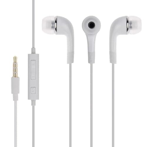 EHS64 Original 3.5mm Jack Wired Earphone with Mic Hi-Res Stereo Sound, Noise Isolation, Volume Control & Tangle-Free Compatible with Samsung & Other 3.5mm Jack Devices (White) 3