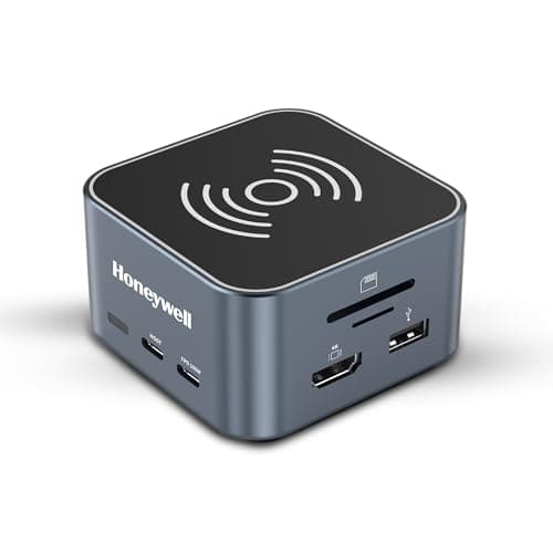 Honeywell New Launch 12-in-1 Type C Dock with 4K HDMI, MagSafe Wireless 15W, 4xUSB Ports PD 100W, Mic, Ethernet & Audio Port, SD & MicroSD Slot, All Type C Devices, Windows/MacBook