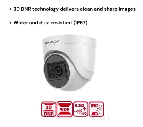 HIKVISION 2Mp Indoor Wired Color Camera for Dvr Ds-2Ce5Ad0T-Itp Eco Bnc/Dc, White - 1080P 5