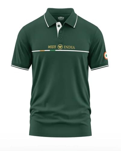 WarriorWorld Men's Premium Dark Green India Polo T-Shirt | Bharat Tricolor Graphic Printed Tipped Collar Tee