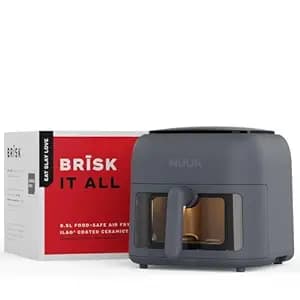 NUUK BRĪSK 6.5L 100% Toxin-Free Air Fryer with ILAG® CeramicTech™| 360˚ Even Cooking with Wide XL Basket | Fits Family Size 8'' Pizza | 8 Presets & Digital Touch Display | 2 Year Warranty