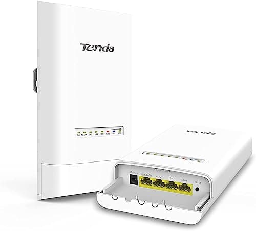 Tenda OS3 5GHz 11AC 867Mbps Long Range Smart Manage Outdoor CPE, 12dBi, 5km+|Point to Point Wireless Bridge| Four Fast Ethernet Ports | IP65 Weatherproof | 6KV Lightning Protection (White)