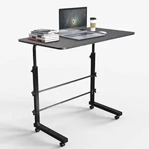 TEKCOOL Multi-Purpose Sofa Side Height-Adjustable Laptop Table with Docking for Tablet, Study Table, Portable, Ideal for Work from Home, DIY Table, Easy to Assemble (Black-Black)