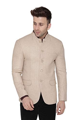 WINTAGE Men's Tweed Casual and Festive Blazer Coat Jacket : Beige2