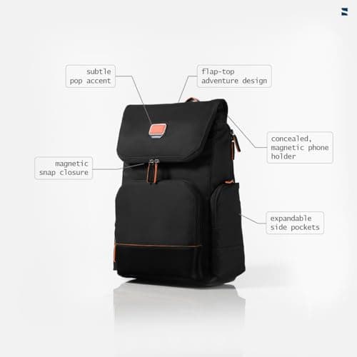 scarters Roam Laptop Backpack 24L | Vegan Leather & Nylon | Fits 15.6" | Travel, Campus & City Bag | Magma Black 2