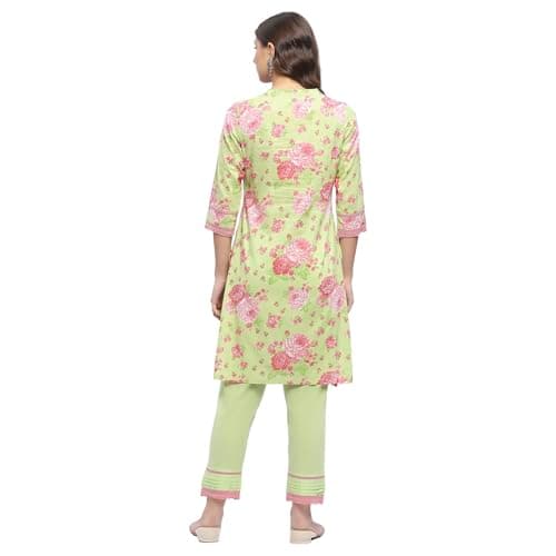 Rangriti Women Green Cotton Straight Set_40 4