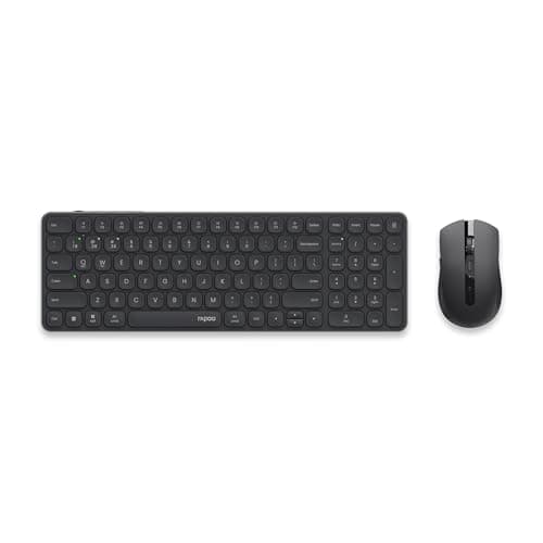 Rapoo 9350S MultiDevice Wireless & Bluetooth KeyboardMouse Combo |5.33mmSlim |2.4GHz, BT 5.0/4.0 |800-2400 AdjustableDPI |AluminiumAloy Body |Rechargeable |Windows/iOS |Silent |3Yrs Warranty |DarkGrey