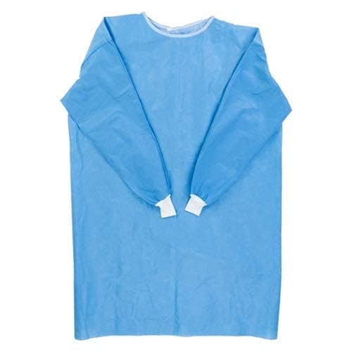 KAPGGRILA Surgical Gown Disposable and Reusable and Washable for Use Isolation and Saloon and Surgeon and Patient and Doctor gown for Personal Safety Gown Size Standard Blue, pavk of 4 with 50 pcs Hea