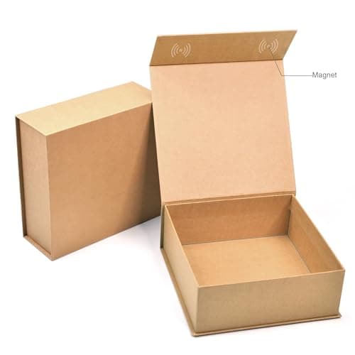 RBS® - Kraft Gift Box for Packing (21 x 21 x 8cm) Magnetic Gift Box (1 Pack) Eco Friendly Gift Hamper Boxes for Gift Empty Reusable Keepsake Box for Gifting & Gift Packaging for Wedding, Brown 3