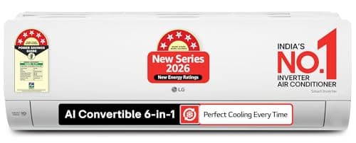LG 1.5 Ton 5 Star,New star rated, Smart Inverter Split AC (Copper, AI Convertible 6in1,VIRAAT Mode, Faster Cooling & Energy Saving, 4 Way Swing, HD Filter, AS-Q19YNZE1,White)
