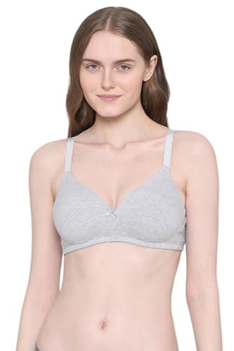 Wacoal Women’s Basics Essentials|Padded|Non-Wired|3/4th Cup|Everyday Wear|Cotton Blend|T-Shirt Bra Grey (36C)