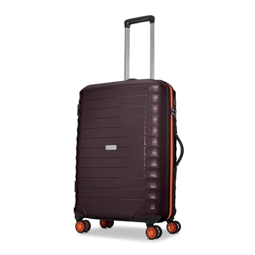 Aristocrat Altitude 8 Wheel Medium Size (Check-in) Hard Case Trolley Bag | Combination Lock |Tough and Durable Polypropylene Luggage | 3 Year International Warranty| 68 CM Suitcase for Travel| Brown