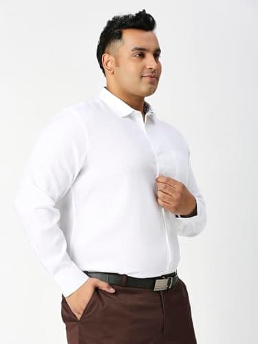Thomas Scott Men Plus Size 100% Cotton Full Sleeves Formal Shirt (TS1342_White, 3XL) 3