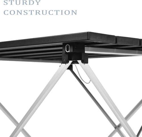 FWQPRA Multipurpose Folding Utility Table | Ideal for Indoor & Outdoor Picnic,BBQ,Cooking,Festival | Aluminium Stackable Top & Frame | Portable Camping Table (Black) 6