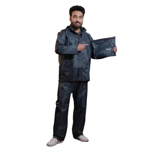 Duckback Men's Raincoat Pant Style Waterproof Rainsuit with Jacket (NAVY, XL) 3