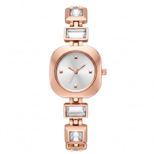 styledose Luxury Round Dial in Square case with Ston Studded brecelet Strap Quartz Analogue Wrist Watches for Women's & Girls&Miss&Ladies (White)