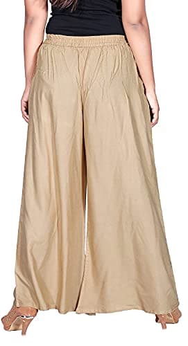 Lovely India Fashion Full Stretchable Solid Regular Shining Palazzo for Women and Girls Colour Blue L 3