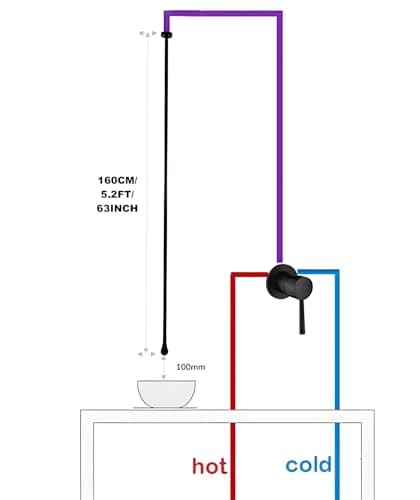 24x7 eMall Ceiling Faucet Single Lever Basin Tap Mixer Soft Aerated Water Spout with Ceramic Cartridge Hot and Cold Water, Bathtub False Ceiling Tap, Matt Black 160 Cm Length Drop Down 3