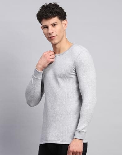 Monte Carlo Mens Solid Grey Round Neck Full Sleeve Thermal Vest (6240M5GR-0-38) 2