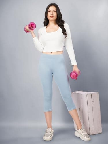 Plus Size Active Wear Capri for Women | Yoga Pant for Women Sky Blue 5