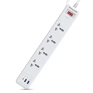 Honeywell 4 Out Surge Protector with Master Switch, Spike Guard/Extension Board, 4 Outlet, PD20W & 2xUSB, 13500Amp, 1.8 Meter Cord, DSW, Automatic Overload Protection, 3 Years Manufacturer Warranty