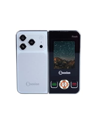 Snexian All-New Rock FOLD MINI Dual Display |Keypad Mobile| with 2.8" and 2.4" Big Display |Flip|Fold|BT Dialer| Voice Changer |Auto Call Recording|Big Battery| FM |Camera| Feature Phone | White