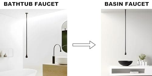 24x7 eMall Ceiling Faucet Single Lever Basin Tap Mixer Soft Aerated Water Spout with Ceramic Cartridge Hot and Cold Water, Bathtub False Ceiling Tap, Matt Black 160 Cm Length Drop Down 4