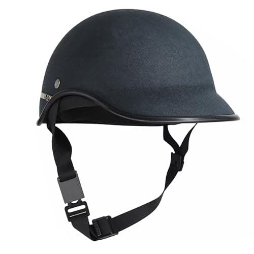 OTO2EYE Open Face Cap/Half Cap with Strap All Purpose Size M (Black) 2