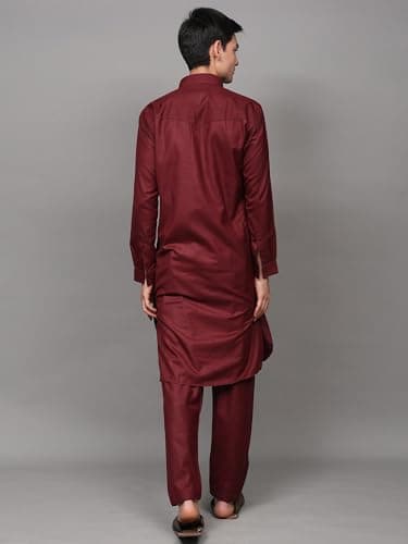 Exotic India Men's Pathani Style Cotton Kurta Pajama Set with Front Pocket | Ethnic Wear Men Kurta Pajama Combo Set 5