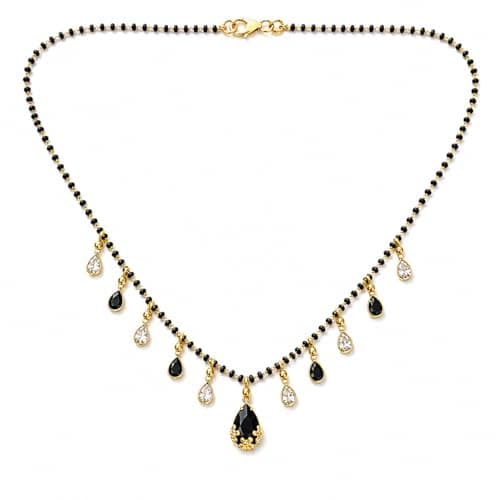KRELVISA Collection Rose Gold Plated Mangalsutra With Black Bead Chain For Women