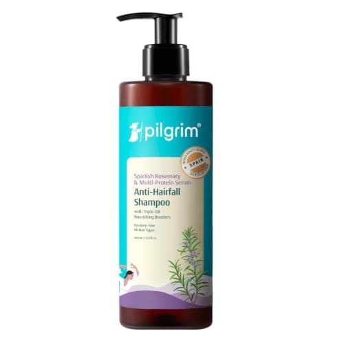 Pilgrim Spanish Rosemary & Biotin Anti Hairfall Shampoo for Reducing Hair Loss & Breakage 400ml | Rosemary shampoo for hair growth | Upto 95% stronger hairs | For all hair types | For Men & Women