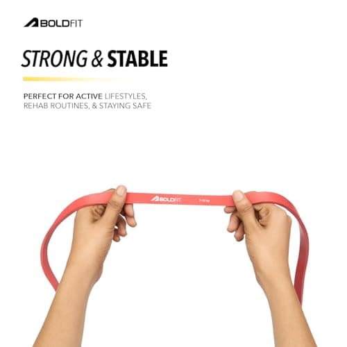 Boldfit Heavy Resistance Band Set for Workout & Exercise Pull Up, Stretching & Toning Bands for Men & Women Resistance Band Set for Home & Gym Workouts, Red & Yellow 3–15 Kg (Pack of 2) 4
