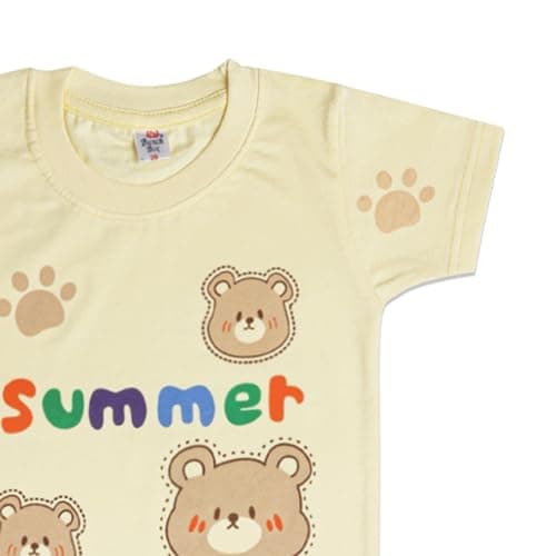 Tirupati Creation Baby Boy Clothes | Printed Round Neck Cotton Half Sleeve Tshirt & Denim Shorts Casual Summer Wear for Kids (Beige, 1-2 year) 3