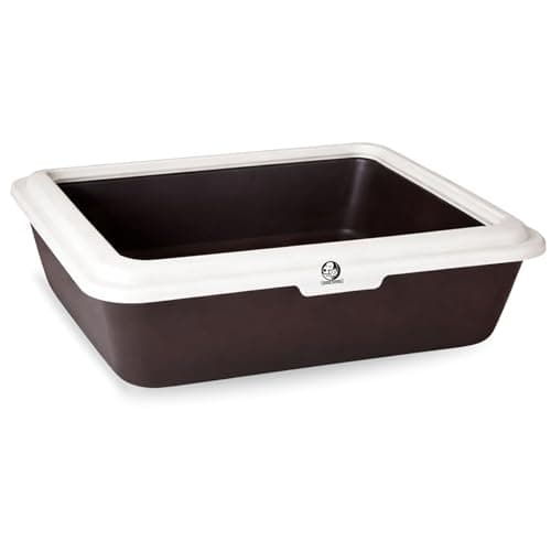 Foodie Puppies Rectangle Cat Litter Tray (Large (Brown) - 58 x 46 x 17 cm) with Rim, Reduces Odor, Perfect Starter for Toilet Training Your Kitten and Puppies