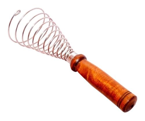 Wooden Handle Egg Beater Whisk | Stainless Steel Spring Coil Hand Blender | Manual Kitchen Whisk Mixer for Eggs, Coffee, Milk, Batter & Cream | Easy Grip Handle | Rust Resistant