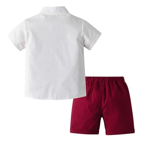 Hoscotch Boys Solid Red Short Sleeves Formal Set For Ages(12-18 Months) 2
