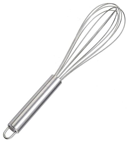 Black Olive Stainless Steel Manual Hand Whisk - Balloon Wire Whisk for Mixing, Beating, Whipping & Blending, Kitchen Baking & Cooking Beater Tool for Egg, Cake Batter, Cream, Sauces & Drinks (20CM)
