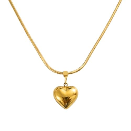 ZYTOON 18K Gold Plated Heart Pendant Necklace for Women & Girls | Anti Tarnish | Skin-Friendly | Stylish Minimal Jewelry | Elegant Gift for Her