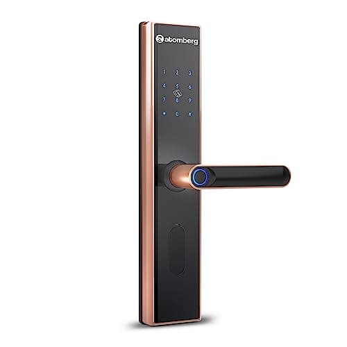 atomberg SL 1 Smart Door Lock | 6 Ways Unlocking | Fingerprint | PIN | OTP | NFC Card | Atomberg Home App (Data Stored in India)| Key | Free Installation | 2 Year Warranty by Atomberg (Rose Gold)