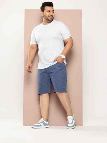 Thomas Scott Men's | Regular Fit | Plus Size | 100% Cotton | Breathable Fabric | 5 Pockets | Shorts for Men(TSS098_Blue_44) 5