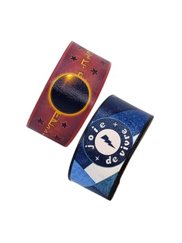 Galaxy - Brown Cosmic Wonders + Joie de Vivre - Blue Denim Patchwork Print Fashion Bracelets Combo | Unisex Designer Wristbands | Premium, Limited Edition, Gift Ready | Handcrafted in India