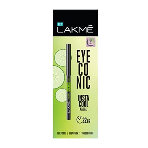 LAKMÉ Eyeconic Insta Cool Matte Kajal,Black,Cooling Kohl Liner With Cucumber,Twist Up Pencil - Waterproof,Smudge Proof & Long Lasting Eye Makeup,0.35 G & Eyeconic Matte Kajal,0.35G,Deep Black New 2