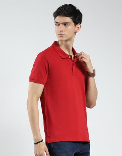 Monte Carlo Men's Regular Fit Polo T-Shirt | Solid Pattern| Half Sleeve | Collared Neck | Casual Wear T Shirt for Men's Red L (Pack of_1) 3