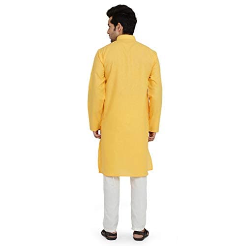 Royal Kurta Men's Pure Cotton Kurta Pyjama Yellow 42 5