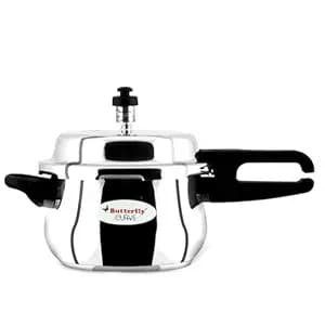 Butterfly Curve 3 Litres Pressure Cooker | Outer Lid | Stainless Steel | Induction & Gas Stove Compatible | ISI Certified | 5 Years Manufacturer's Warranty | Silver