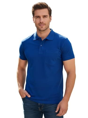 SMAN Men's Polo T-Shirt Regular Fit Half Sleeves with Pocket and Bottom Neck Collar for Casual and Daily Use. (Medium, Royal Blue)