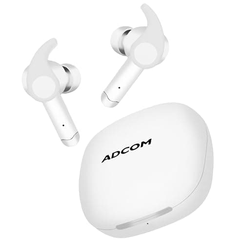Adcom Cosmo TWS Gaming Earbuds with Ultra 38ms Low Latency Gaming, 30H Playtime, Dual ENC Mics, 10mm Bass Drivers, Touch Controls, Type C, IPX2 & Voice Assistant (White)