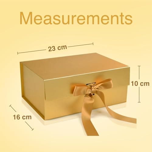 RBS®-Elegant Gold Gift Box with Ribbon (23 x 16 x 10cm) Empty Gift Boxes (1 Pack) Hamper Box Holds Upto 5 kg Gift Box for Presents Reuse Gift Packing Box Decorative Christmas Hamper Box (Elegant Gold) 6