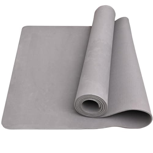 Yoga Mat for Exercise 4mm | Non-Slip Fitness Mat for Home Workout, Meditation & Gym | Portable & Durable (Grey, 4 mm) 4